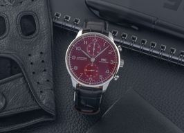 IWC Portuguese Chronograph IW371616 (Onbekend (willekeurig serienummer)) - Rood wijzerplaat 41mm Staal