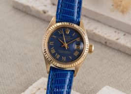Rolex Lady-Datejust 6917 (1975) - Blauw wijzerplaat 26mm Geelgoud