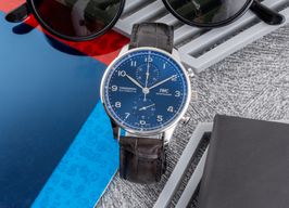 IWC Portuguese Chronograph IW371606 (Onbekend (willekeurig serienummer)) - Blauw wijzerplaat 41mm Staal