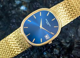 Patek Philippe Golden Ellipse 3605/1J (1977) - Blauw wijzerplaat 38mm Geelgoud