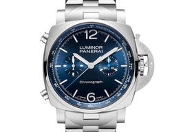 Panerai Luminor Chrono PAM01110 (2024) - Blauw wijzerplaat 44mm Staal