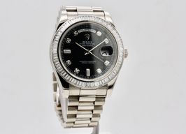 Rolex Day-Date II 218399 (2011) - Black dial 41 mm White Gold case