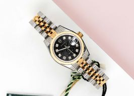 Rolex Lady-Datejust 179173 (2014) - Black dial 26 mm Gold/Steel case