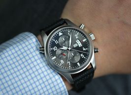 IWC Pilot Double Chronograph IW377805 (2014) - Grijs wijzerplaat 46mm Staal