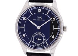 IWC Portuguese Hand-Wound IW544501 (Unknown (random serial)) - Black dial 44 mm Steel case