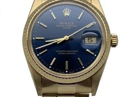 Rolex Oyster Perpetual Date 15038 (Unknown (random serial)) - Blue dial 34 mm Yellow Gold case