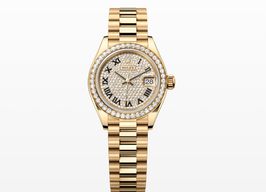 Rolex Lady-Datejust 279138RBR (2024) - Zilver wijzerplaat 28mm Geelgoud