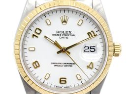 Rolex Oyster Perpetual Date 15223 (1994) - Wit wijzerplaat 34mm Goud/Staal