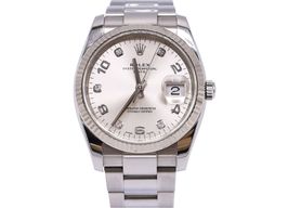 Rolex Oyster Perpetual Date 115234 (Onbekend (willekeurig serienummer)) - Zilver wijzerplaat 34mm Staal