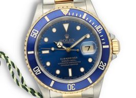 Rolex Submariner Date 16613 (1996) - Blauw wijzerplaat 40mm Goud/Staal