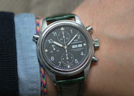 IWC Pilot Double Chronograph IW3713 (1999) - Zwart wijzerplaat 42mm Staal