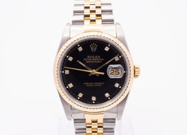 Rolex Datejust 36 16233 (1990) - Zwart wijzerplaat 36mm Goud/Staal